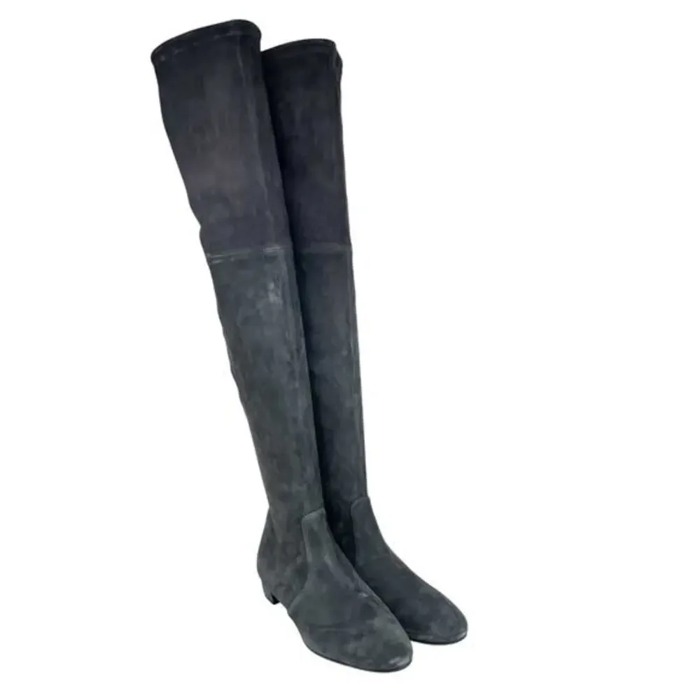 Stuart Weitzman Women's Low Land Over The‎ Knee Boots Black Suede Size 7B